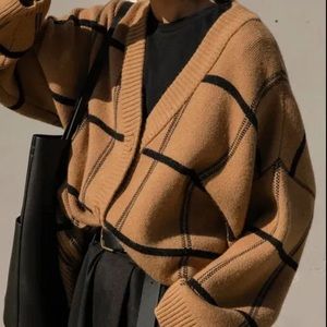 Oak + Fort Oversized Plaid Cardigan